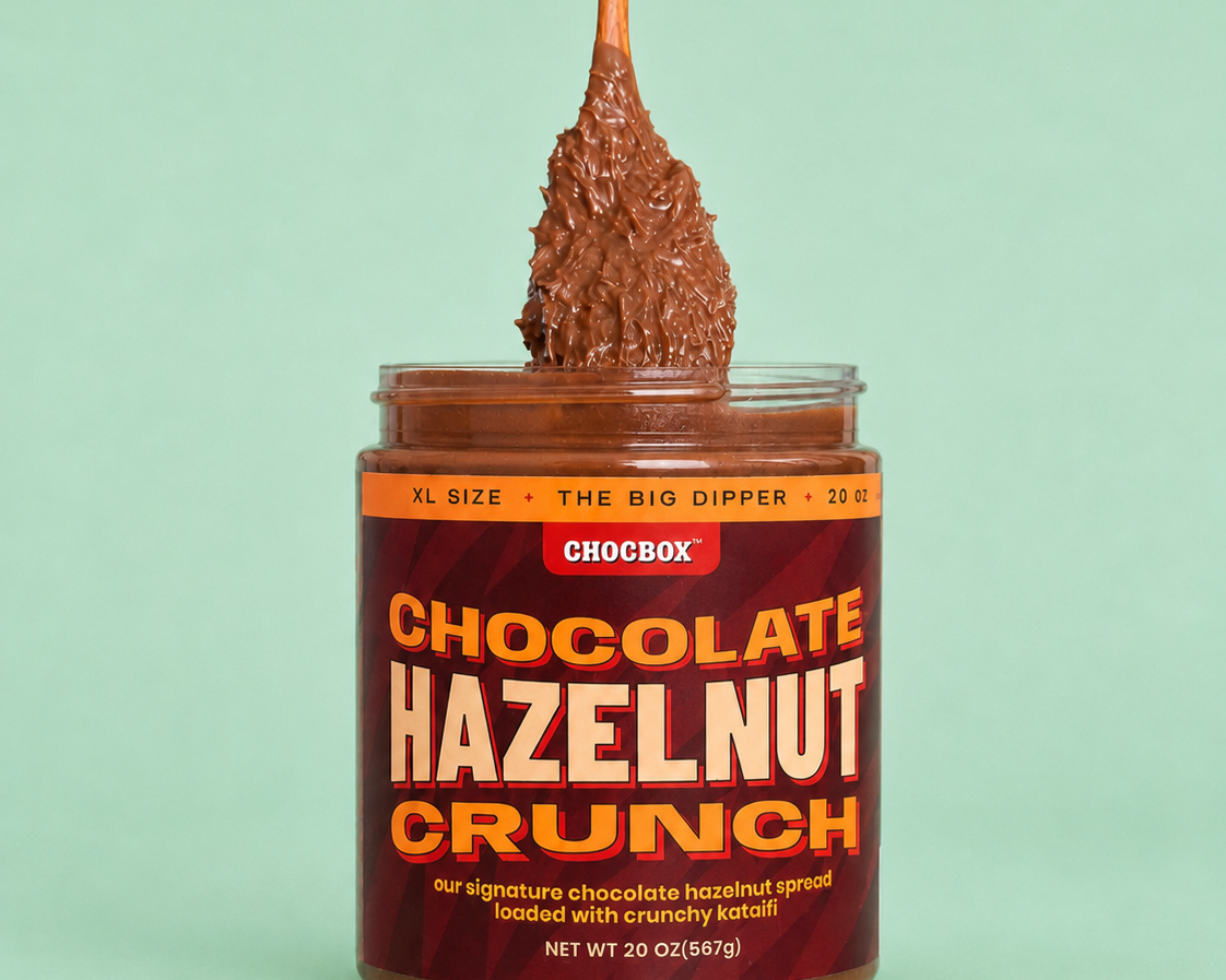 Jar of Chocbox spread with crispy shredded kataifi