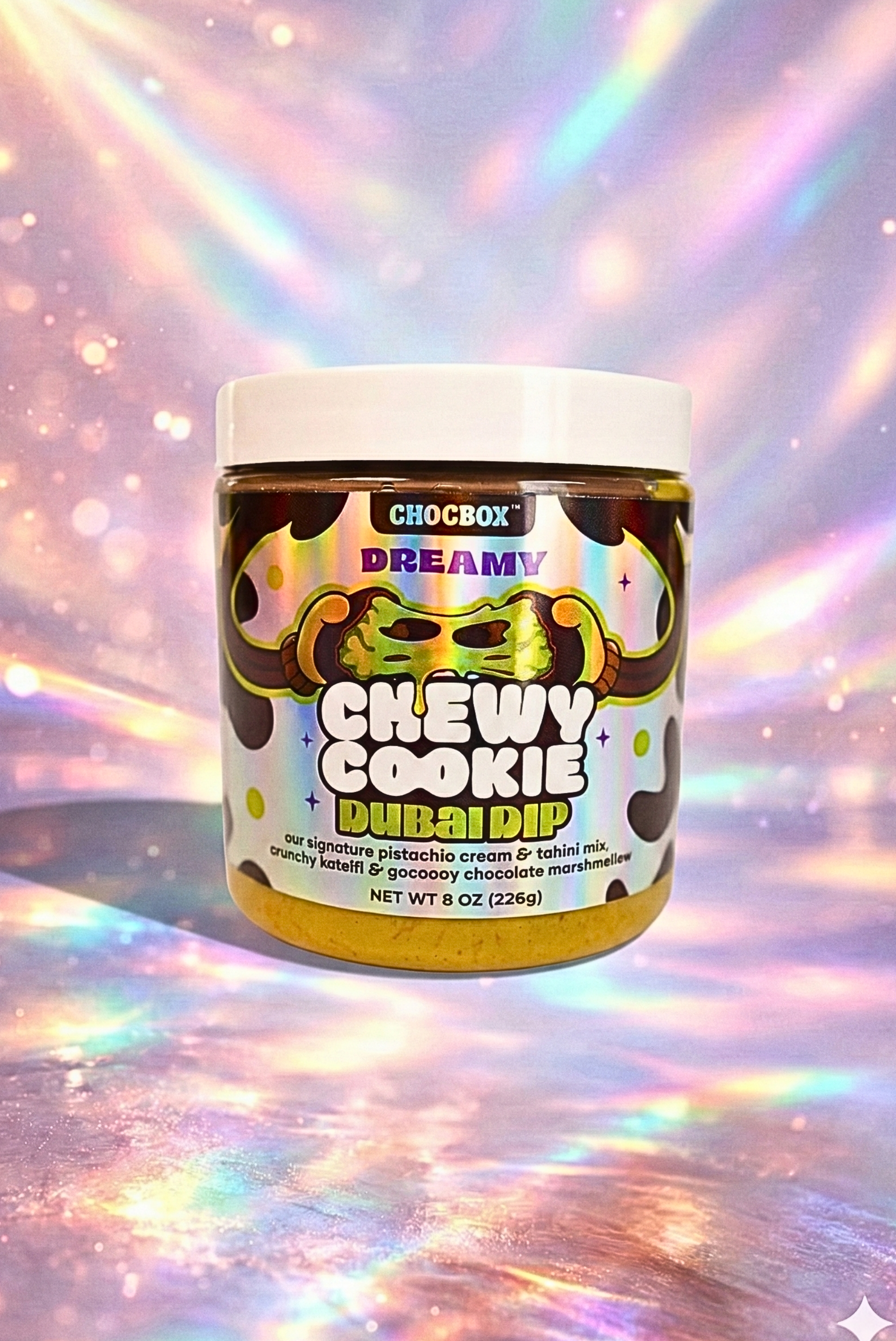 Chewy Cookie Dubai Dip with pistachio cream and chocolate marshmallow by Chocbox, view 5