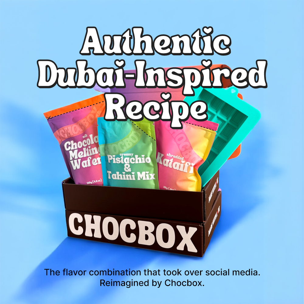 Pistachio knafeh Dubai chocolate bar kit with reusable mold by Chocbox, view 2