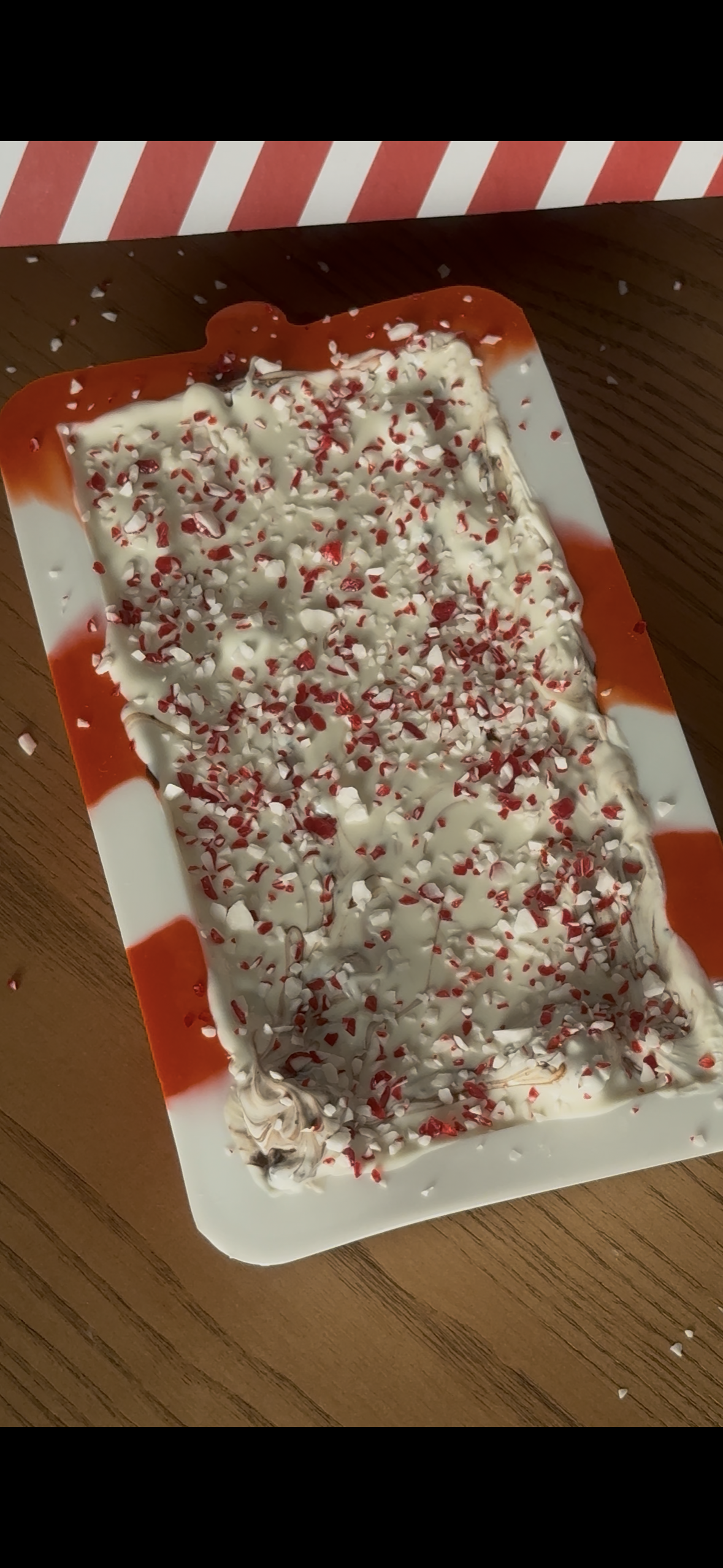 Minty Mrs. Claus candy cane stuffed chocolate bar refill kit by Chocbox, view 2